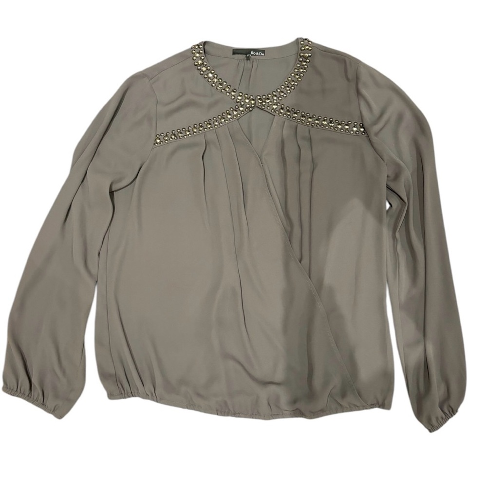 Women’s Anthropologie Ro & De Grey Studded Blouse Size Large Bohemian Chic